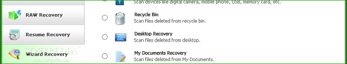 Showing the Tenorshare Data Recovery Pro wizard recovery panel
